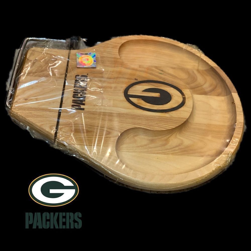 NWT Grande Epicure For NFL Wood Cutting Board Cheese Slicer Green Bay Pa…